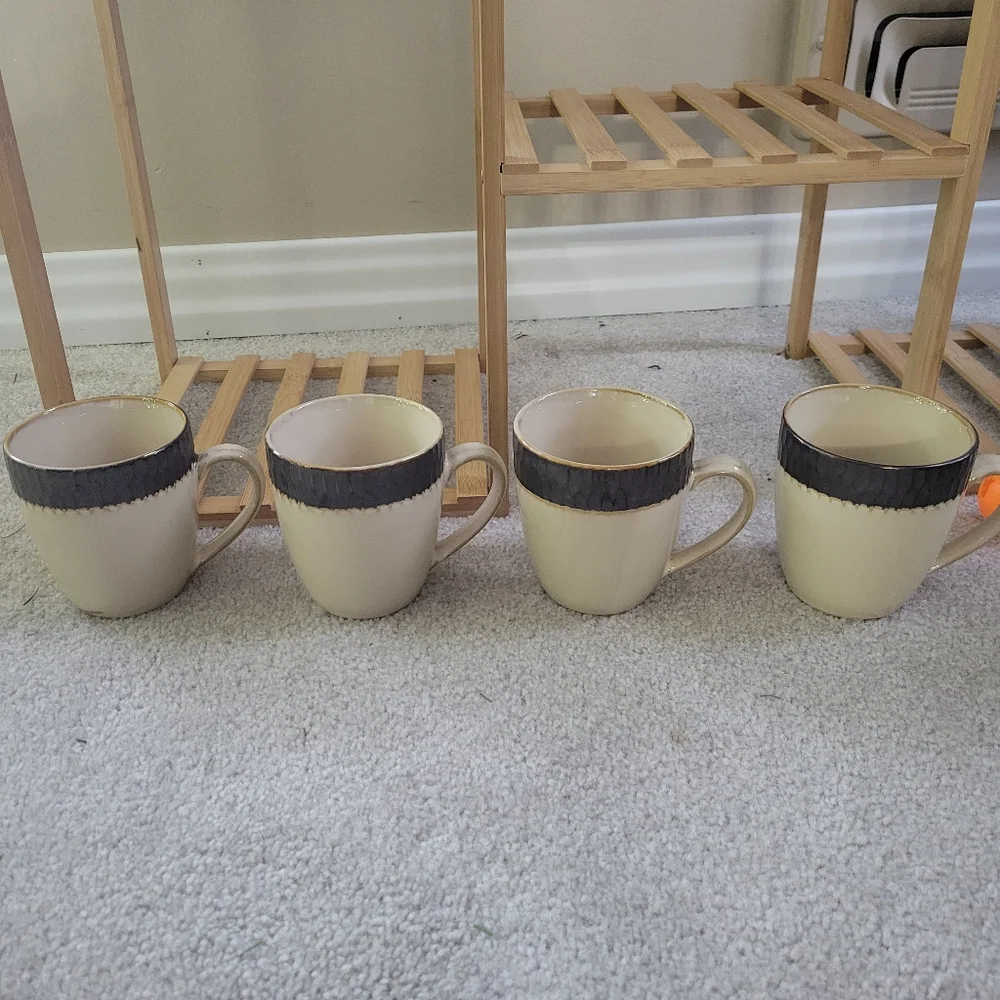 Crate&Barrel Scavo Dinnerware Coffee Tea Cups Mugs Set of 4 Retired Pattern